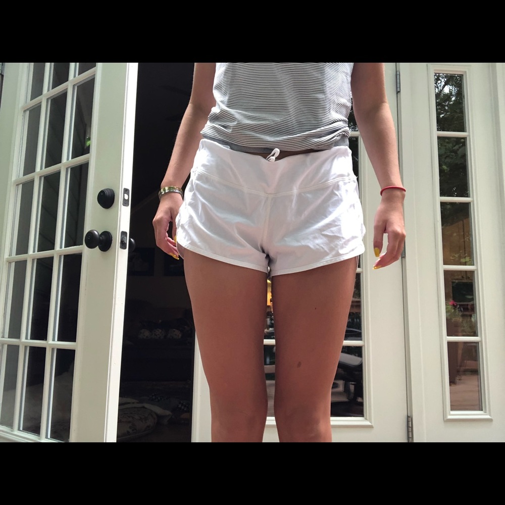 white lululemon shorts